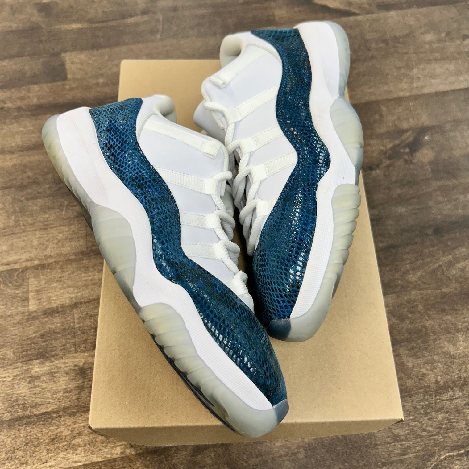 Navy Snake Skin Jordan 11 Low (USED, No Box)
