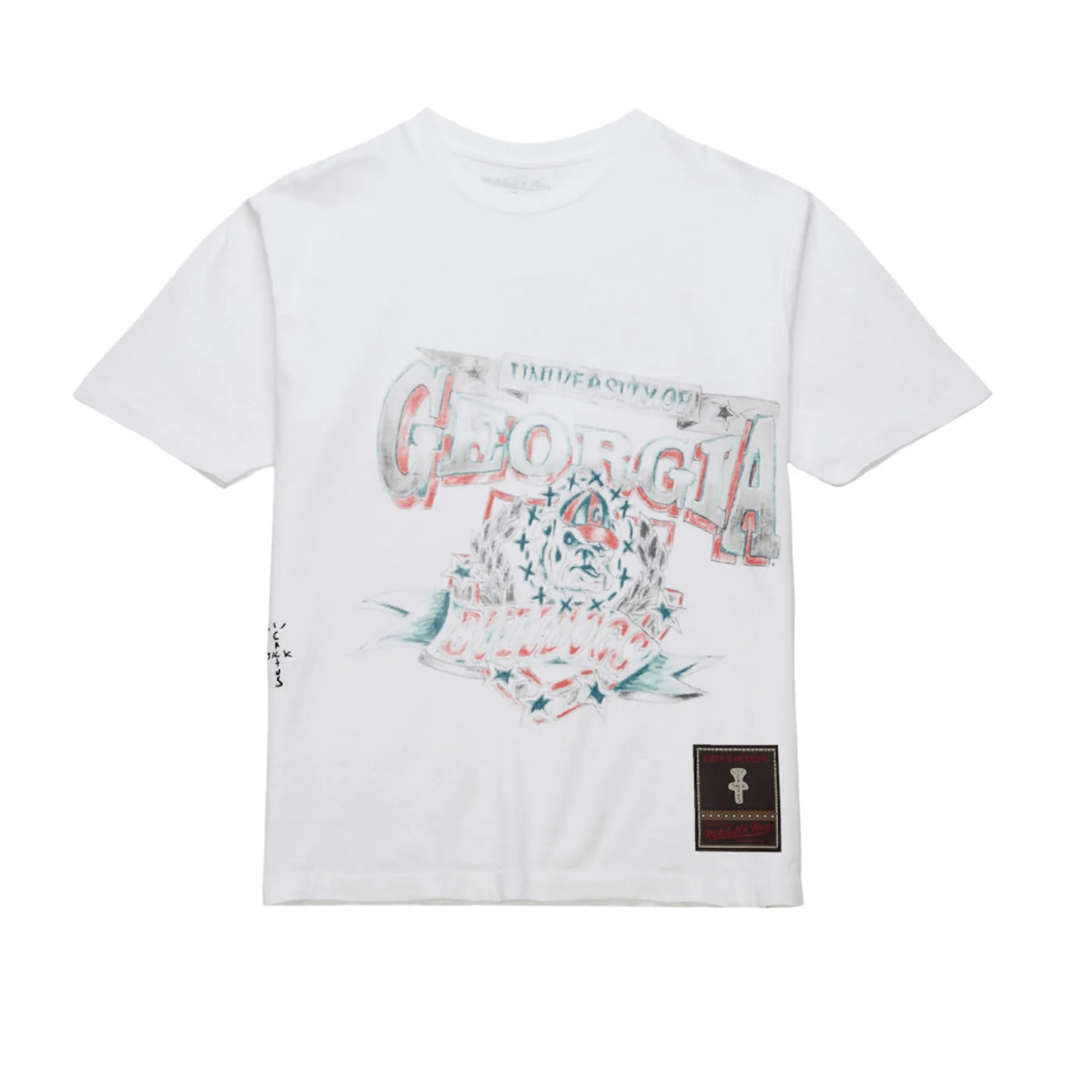 Travis Scott Mitchell and Ness University Of Georgia White Tee