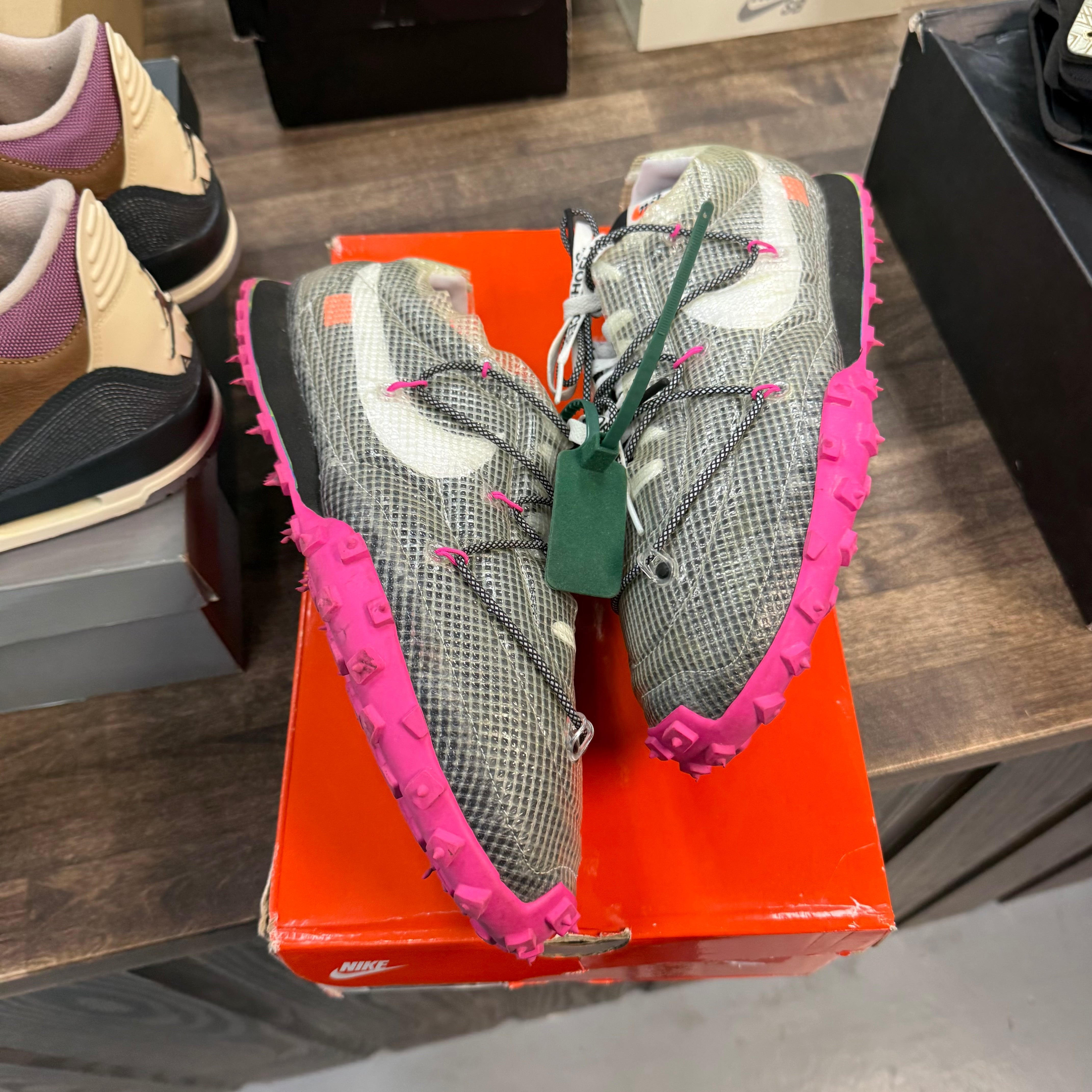 Nike Off-White Black Nike Waffle Racer (W) (USED) Size 14 (Pre-Owned) - Image 1
