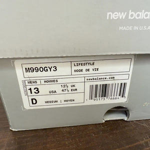 New Balance 990v3 MiUSA Grey Size 13 (Pre-Owned)