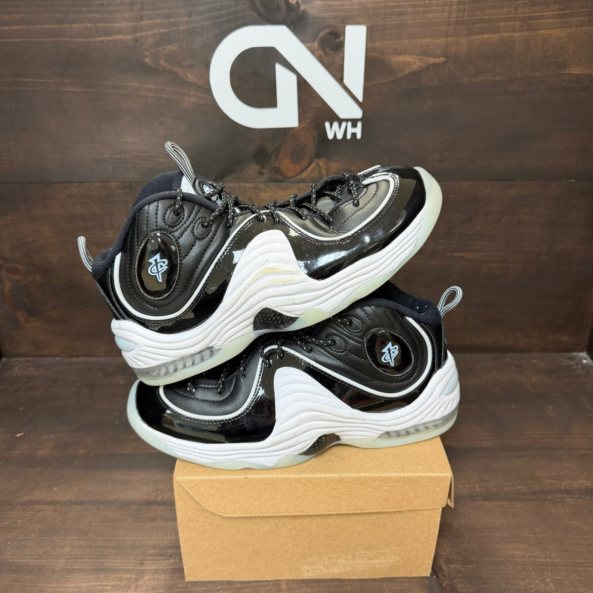 Nike Air Penny 2 Black Patent Football Grey Size 8.5 (Pre-Owned) - Image 1
