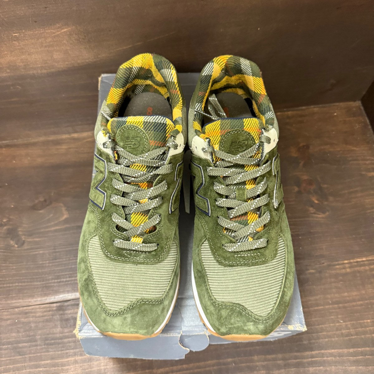 Green Plaid Yellow New Balance 574 Size 10.5 (Pre-Owned) - Image 3