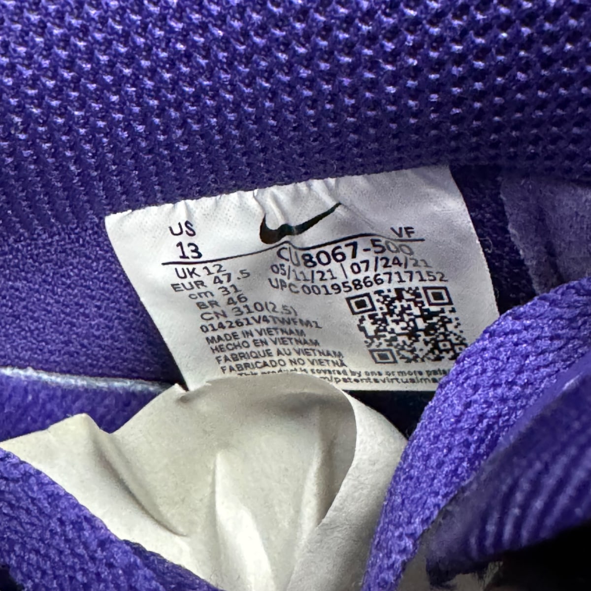 Nike Air Force 1 Low '07 QS Purple Skeleton Halloween (2021) Size 13 (Pre-Owned) - Image 8