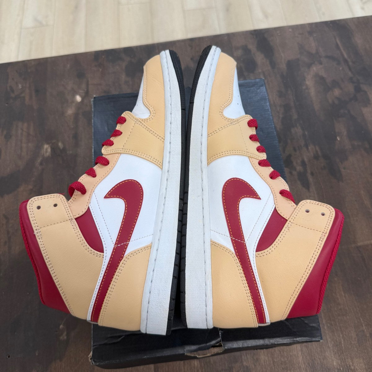 Jordan 1 Mid Light Curry Cardinal - Image 4