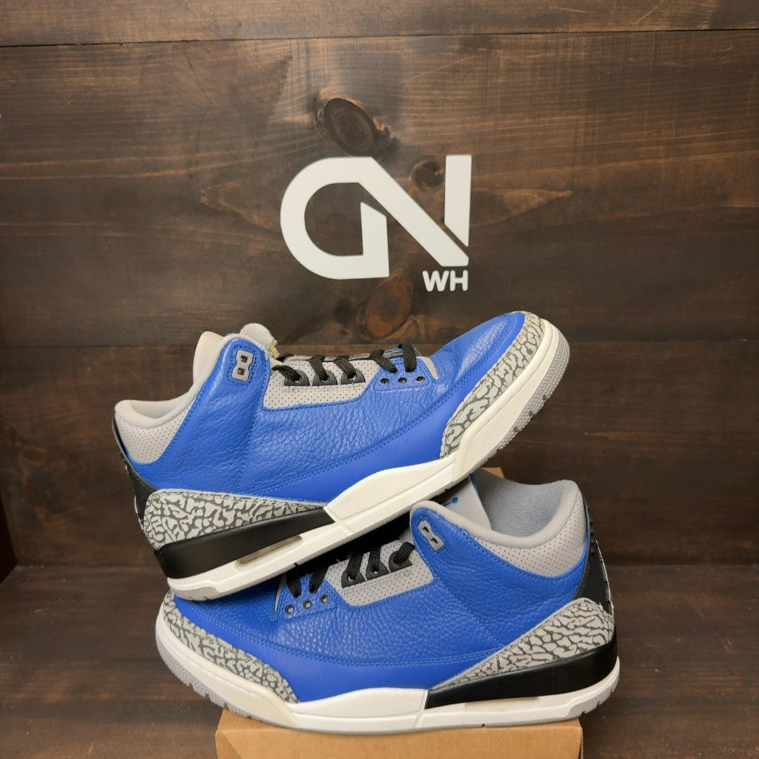Jordan 3 Retro Varsity Royal Cement Size 11.5 (Pre-Owned) - Image 1