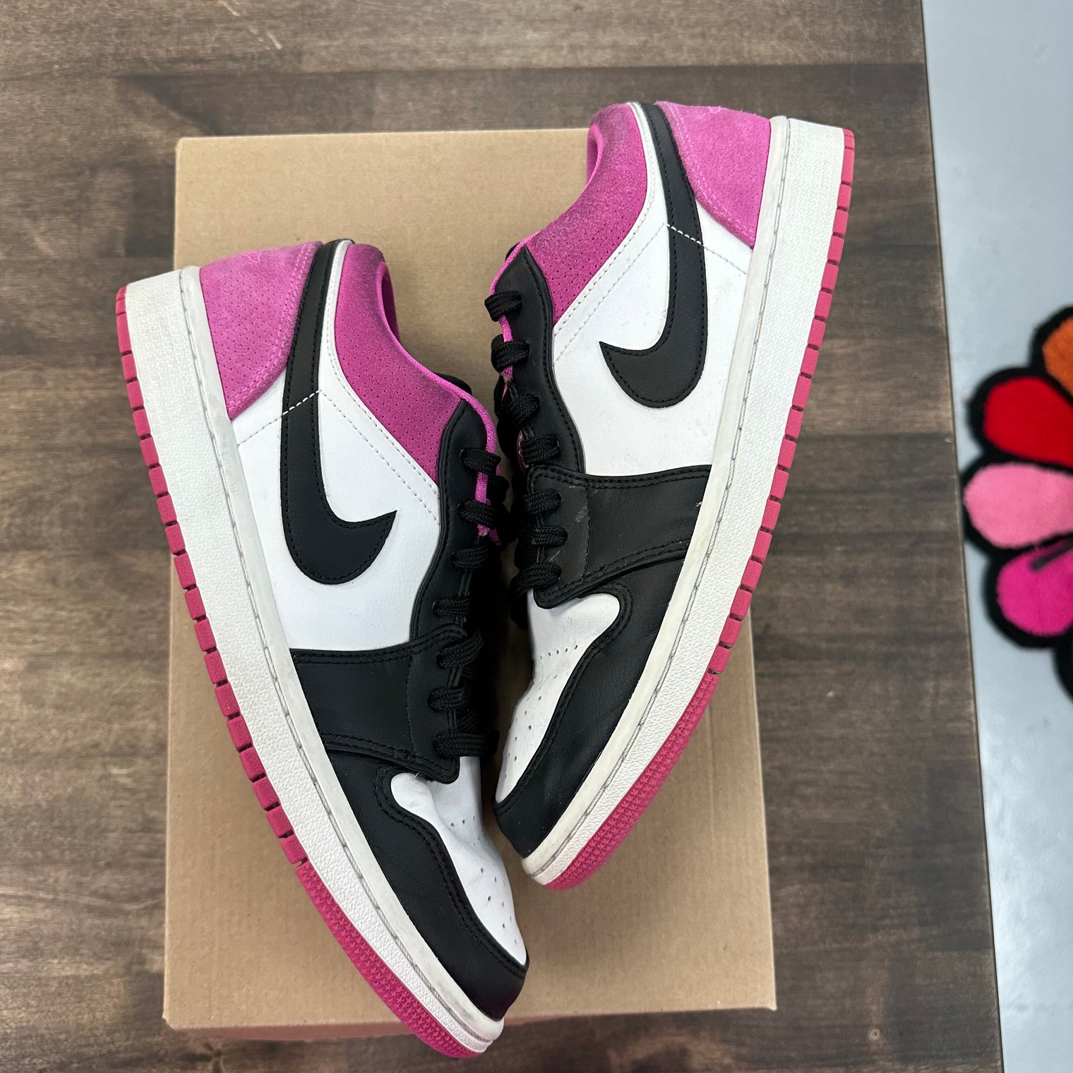 Black Active Fuchsia Jordan 1 Low  (USED, No Box)