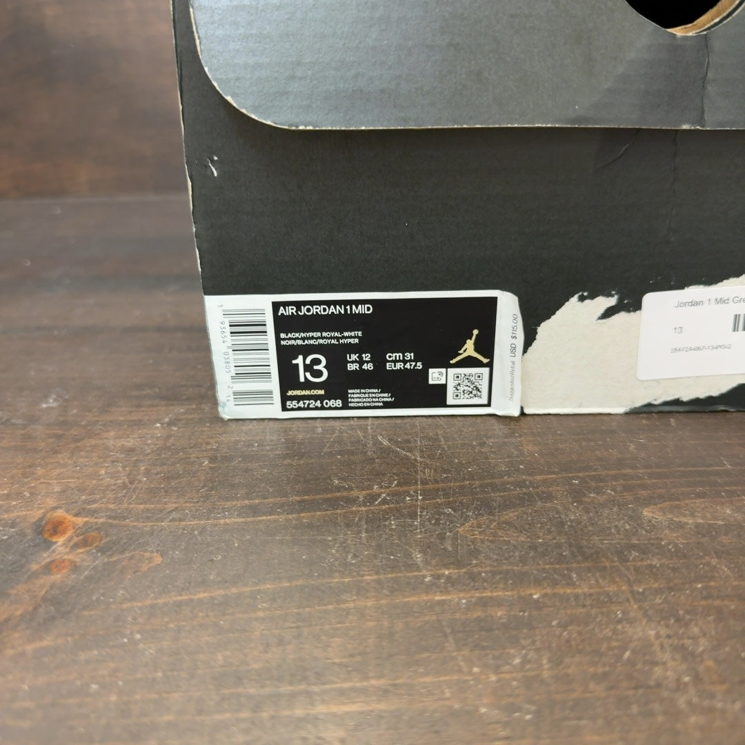 Jordan 1 Mid Green Toe Size 13 (Pre-Owned) - Image 7