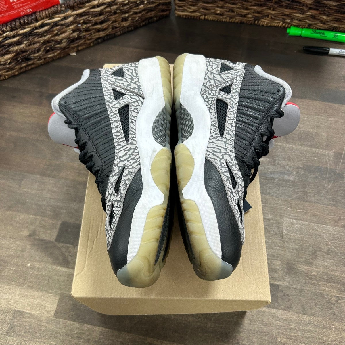 Jordan 11 Retro Low IE Black Cement Size 10.5 (Pre-Owned) - Image 3