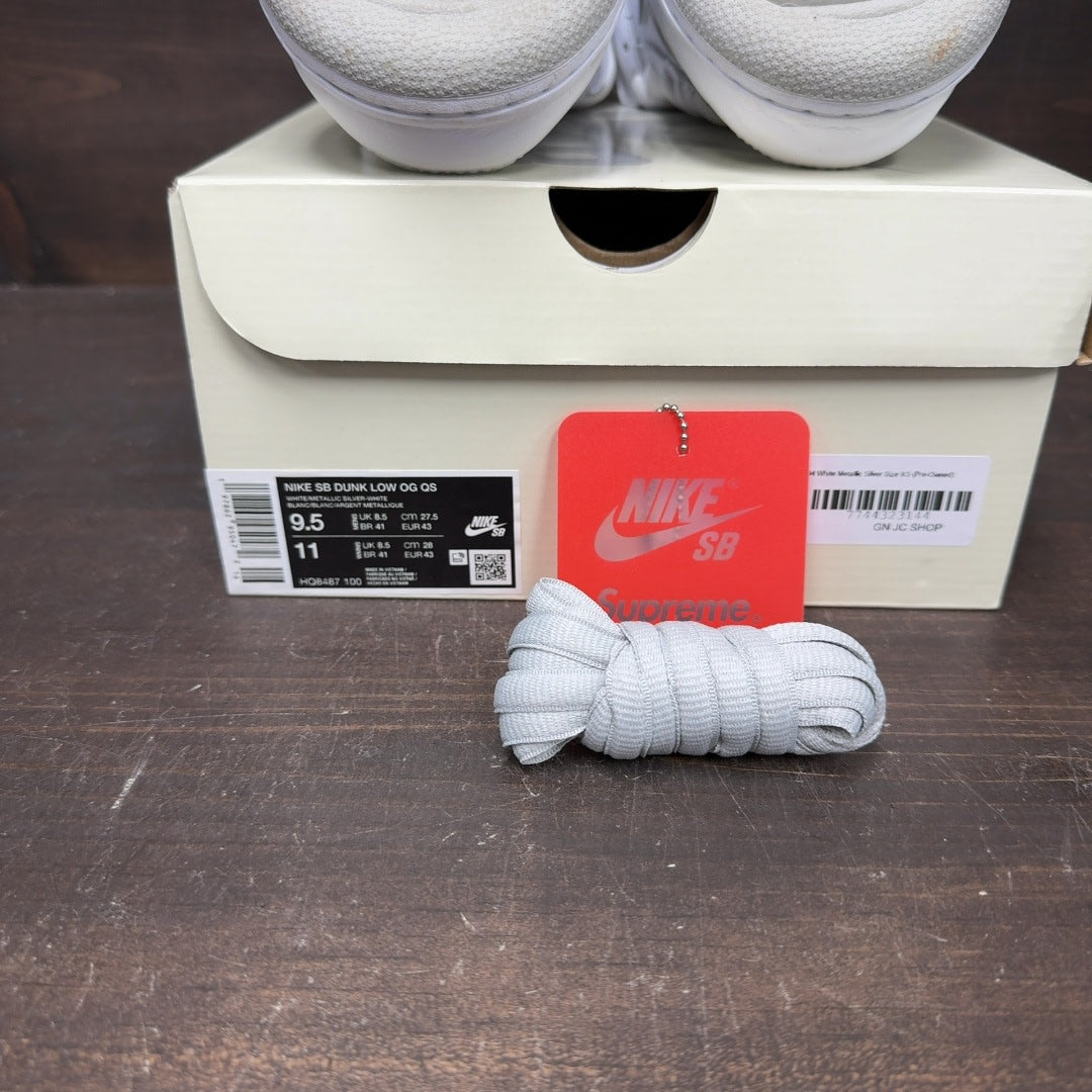 Nike SB Dunk Low Supreme 94 White Metallic Silver - Image 7