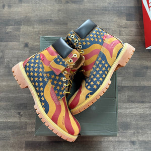 Timberland 6" Boot Supreme Stars & Stripes Wheat Size 9.5 (Lightly Worn Pre-Owned)