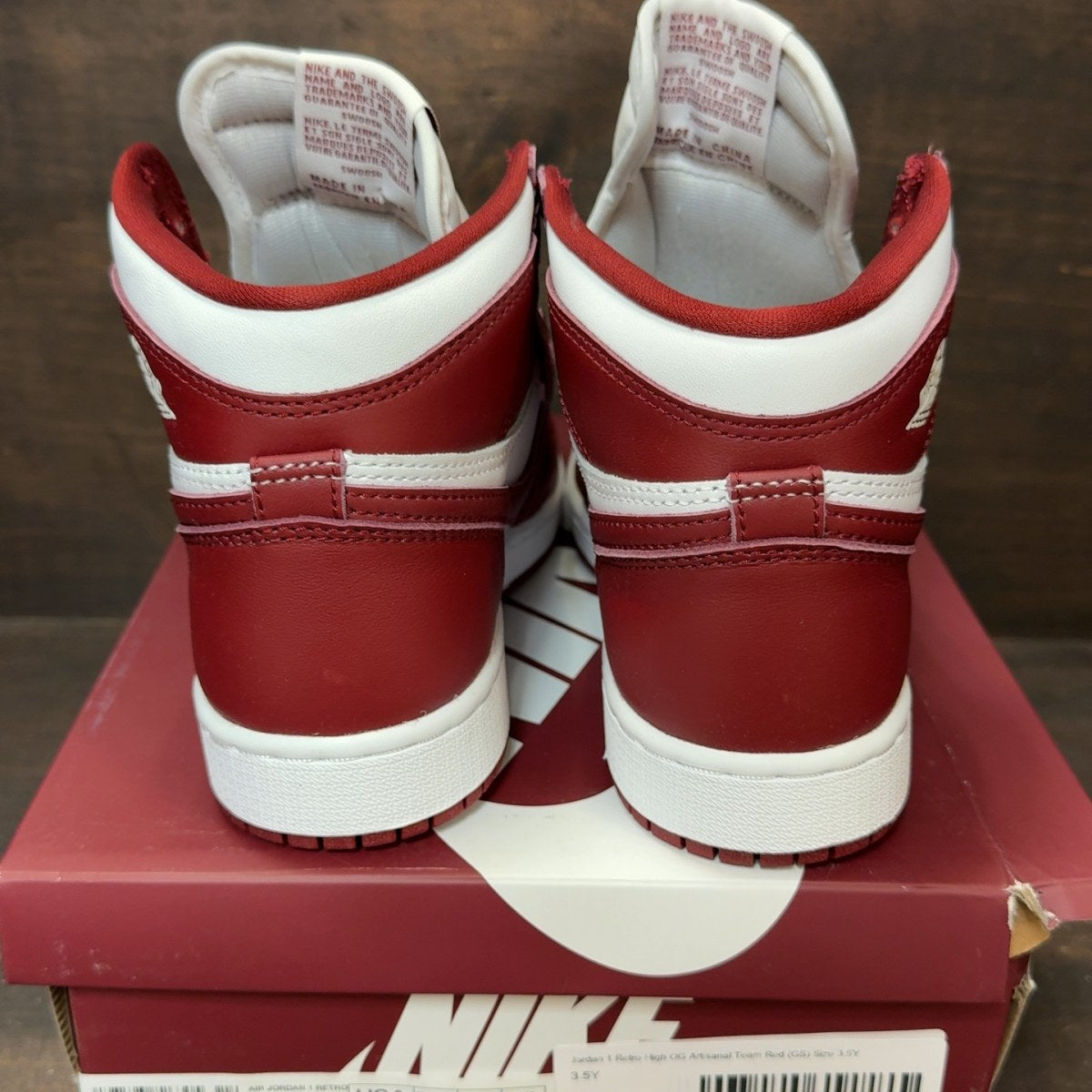 Jordan 1 Retro High OG Artisanal Team Red (GS) Size 3.5Y - Image 5