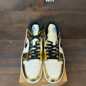 Jordan 1 Mid Metallic Gold Black White Size 12 (Pre-Owned) - Image 3