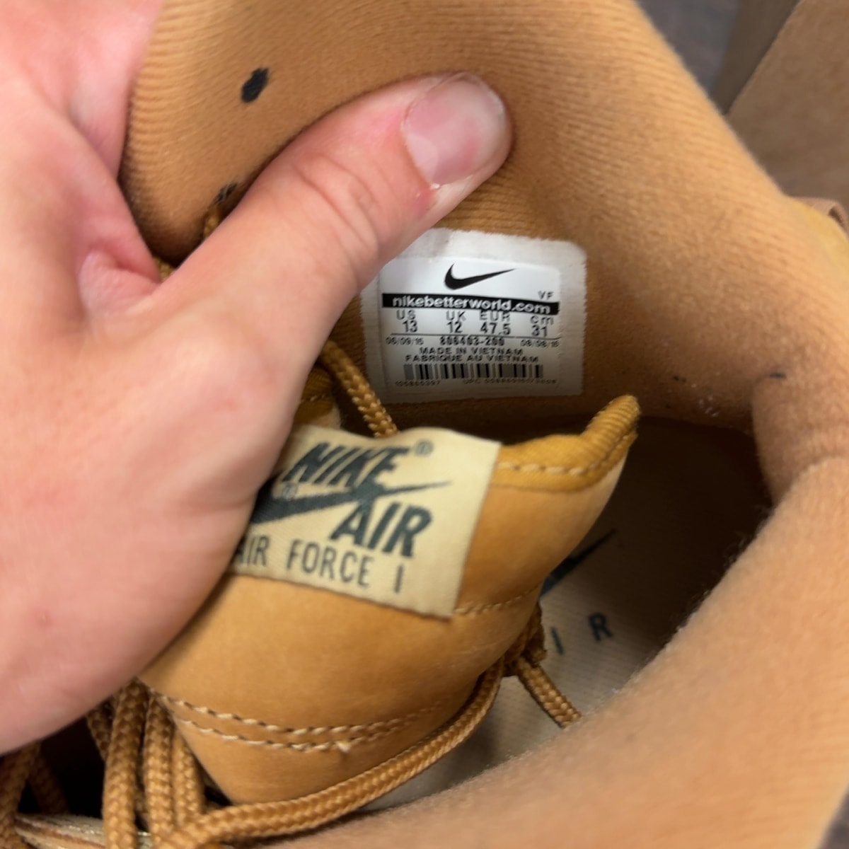 Nike Air Force 1 High Wheat (2015) Size 13 (Pre-Owned) - Image 7