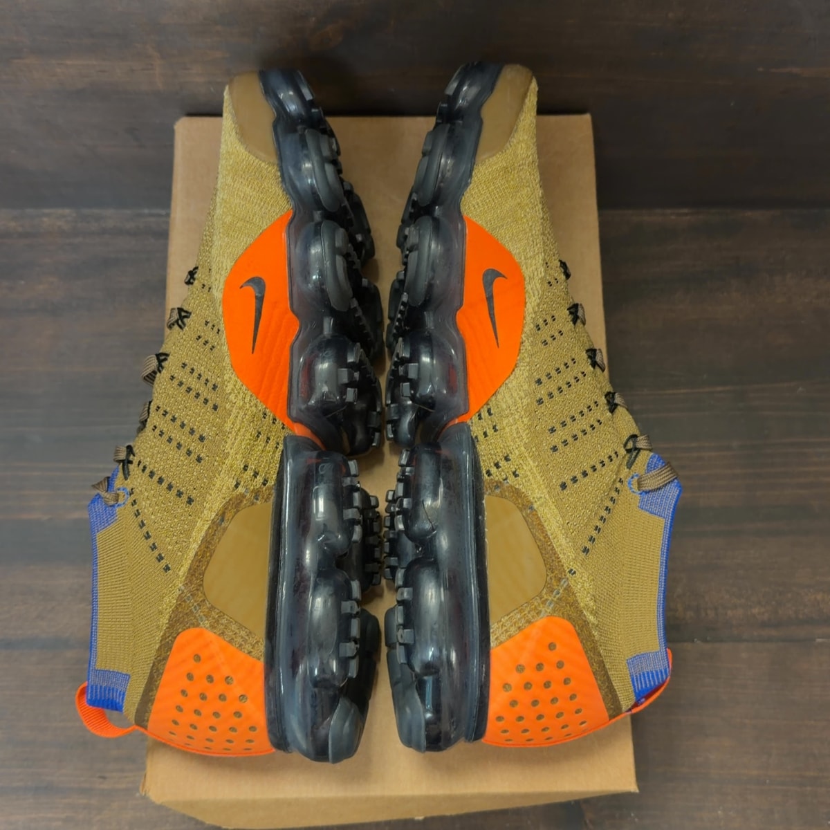 Nike Air VaporMax Flyknit 2 Golden Beige Racer Blue Size 13 (Pre-Owned) - Image 6