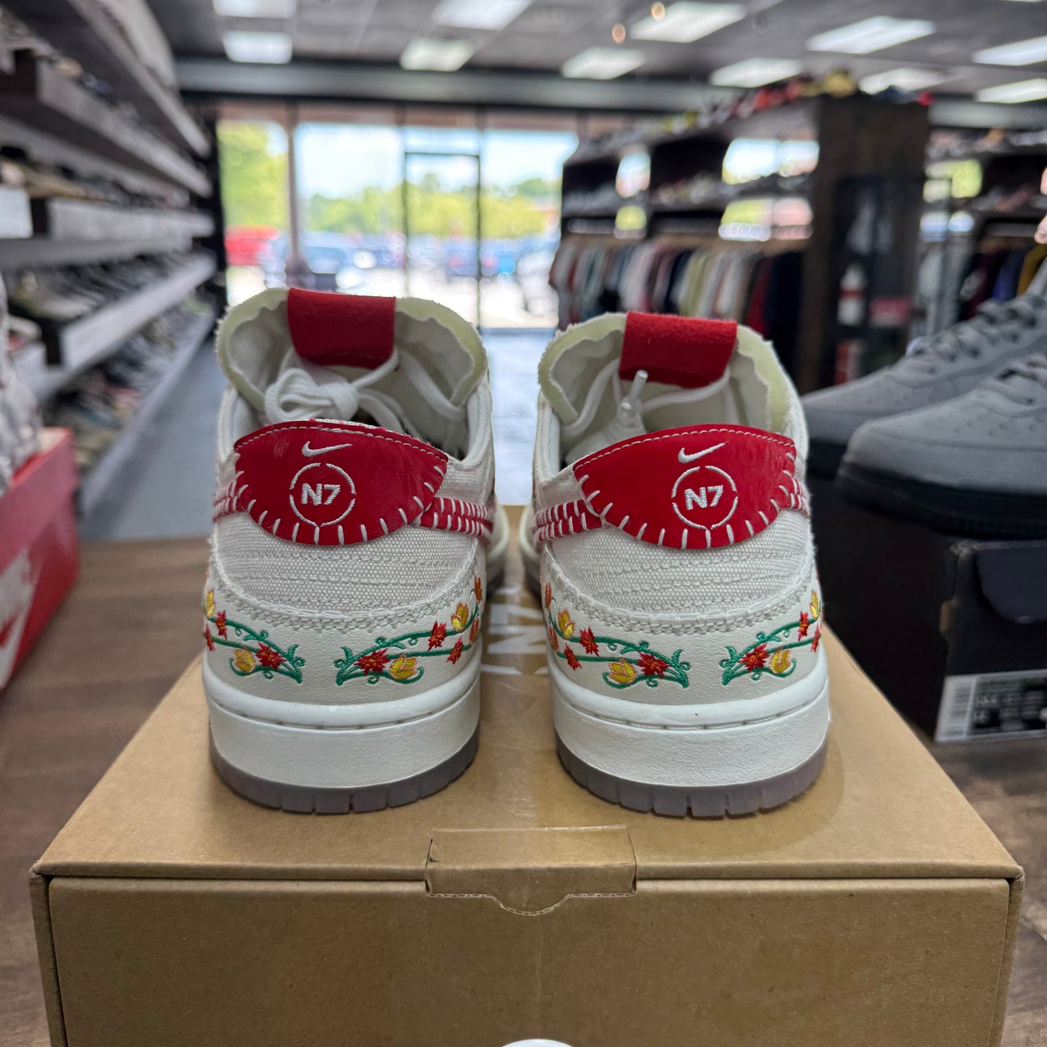 N7 Opti Yellow University Red SB Dunk Low Decon (USED)