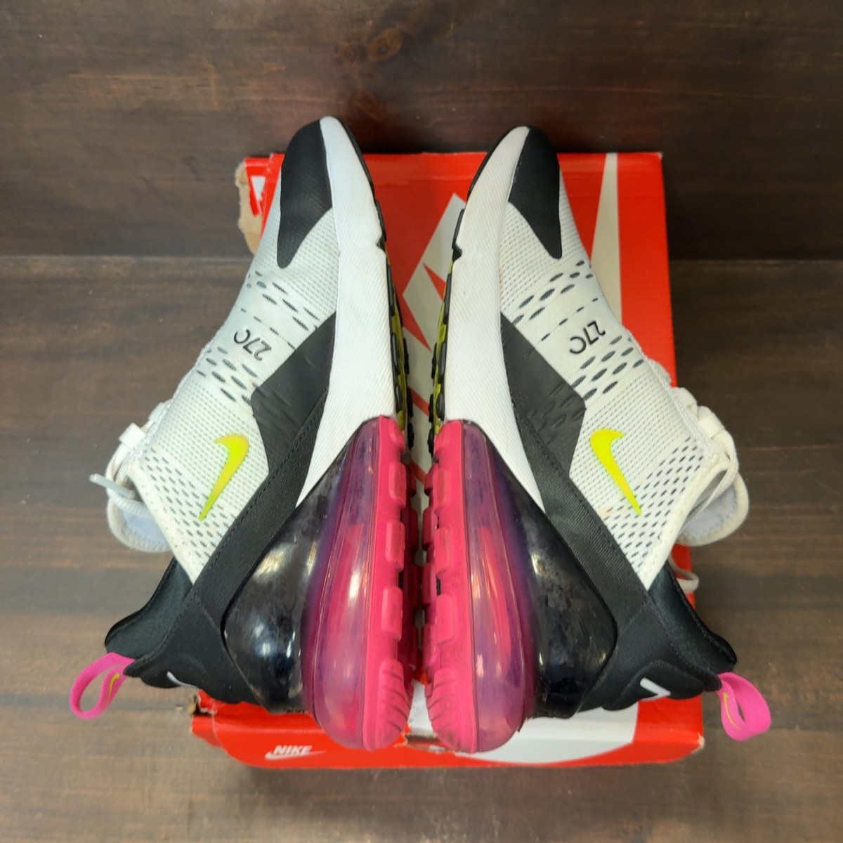 Nike Air Max 270 White Black Laser Fuchsia Volt (GS) - Image 6