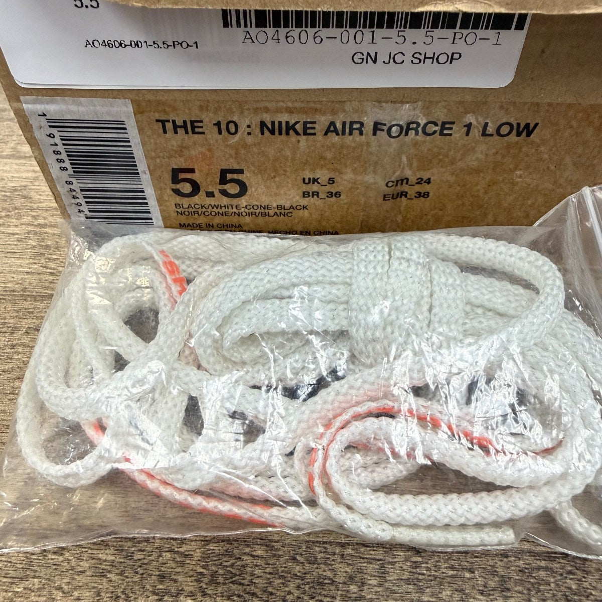 Nike Air Force 1 Low Off-White Black White Size 5.5 (Pre-Owned) - Image 6