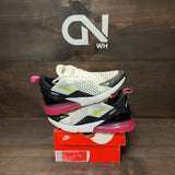 Nike Air Max 270 White Black Laser Fuchsia Volt (GS) - Image 1
