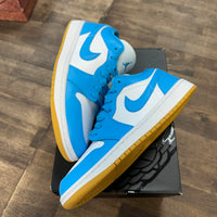 White Gum Light Brown Dark Powder Blue Jordan 1 Low (W) (USED, Replacement Box)