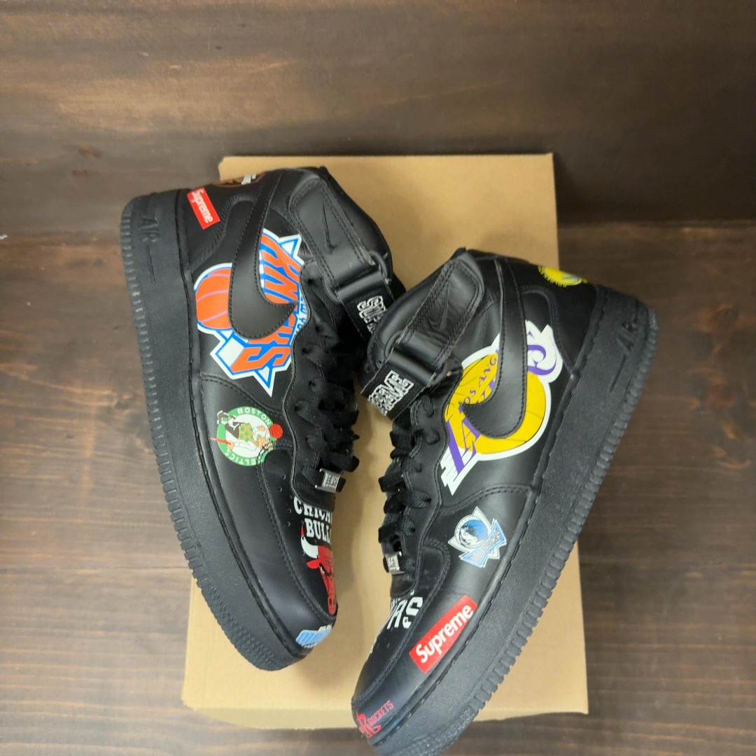 Nike Air Force 1 Mid Supreme NBA Black Size 8 (Pre-Owned) - Image 2