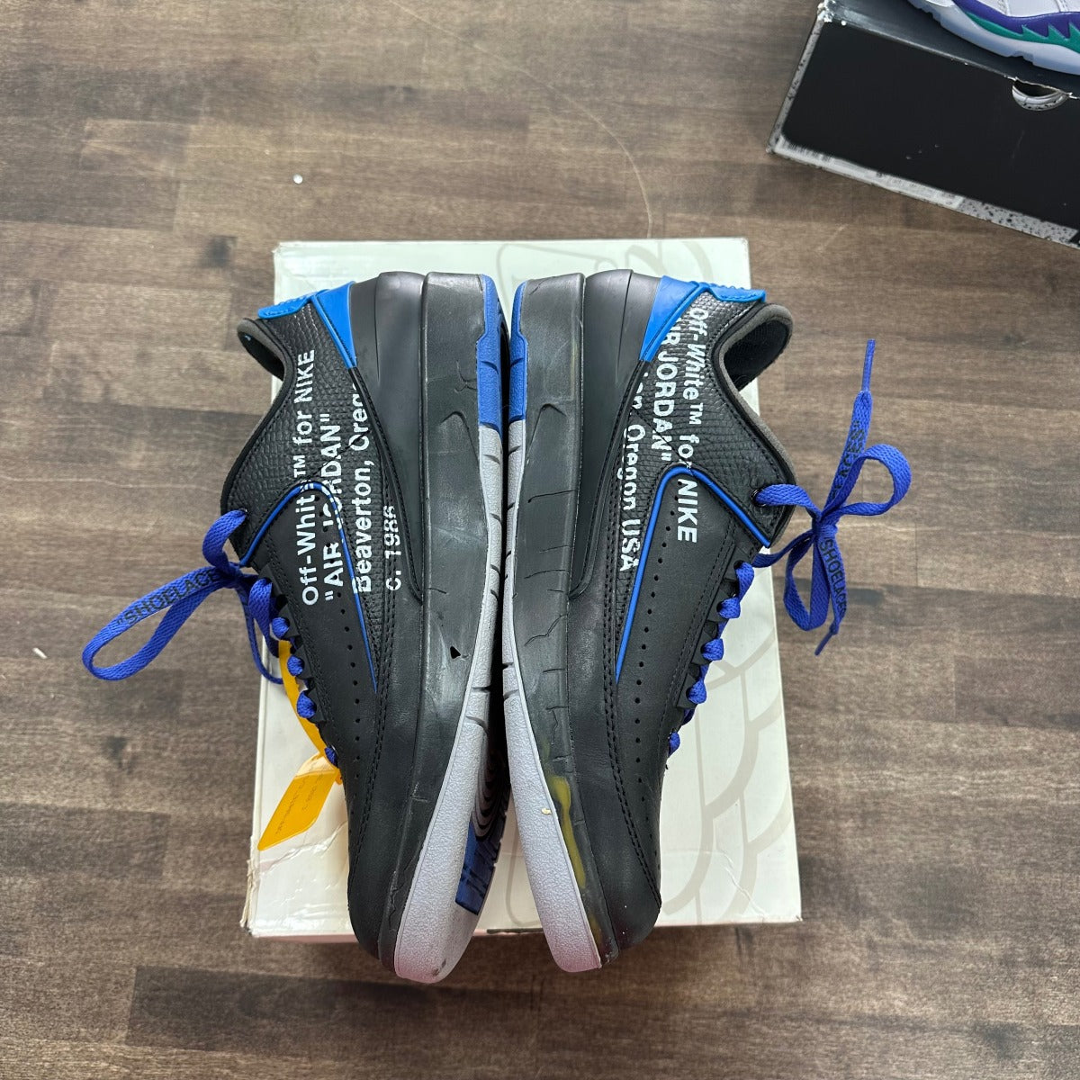 Jordan 2 Retro Low SP Off-White Black Blue Size 9.5 (Moderately Worn Pre-Owned)