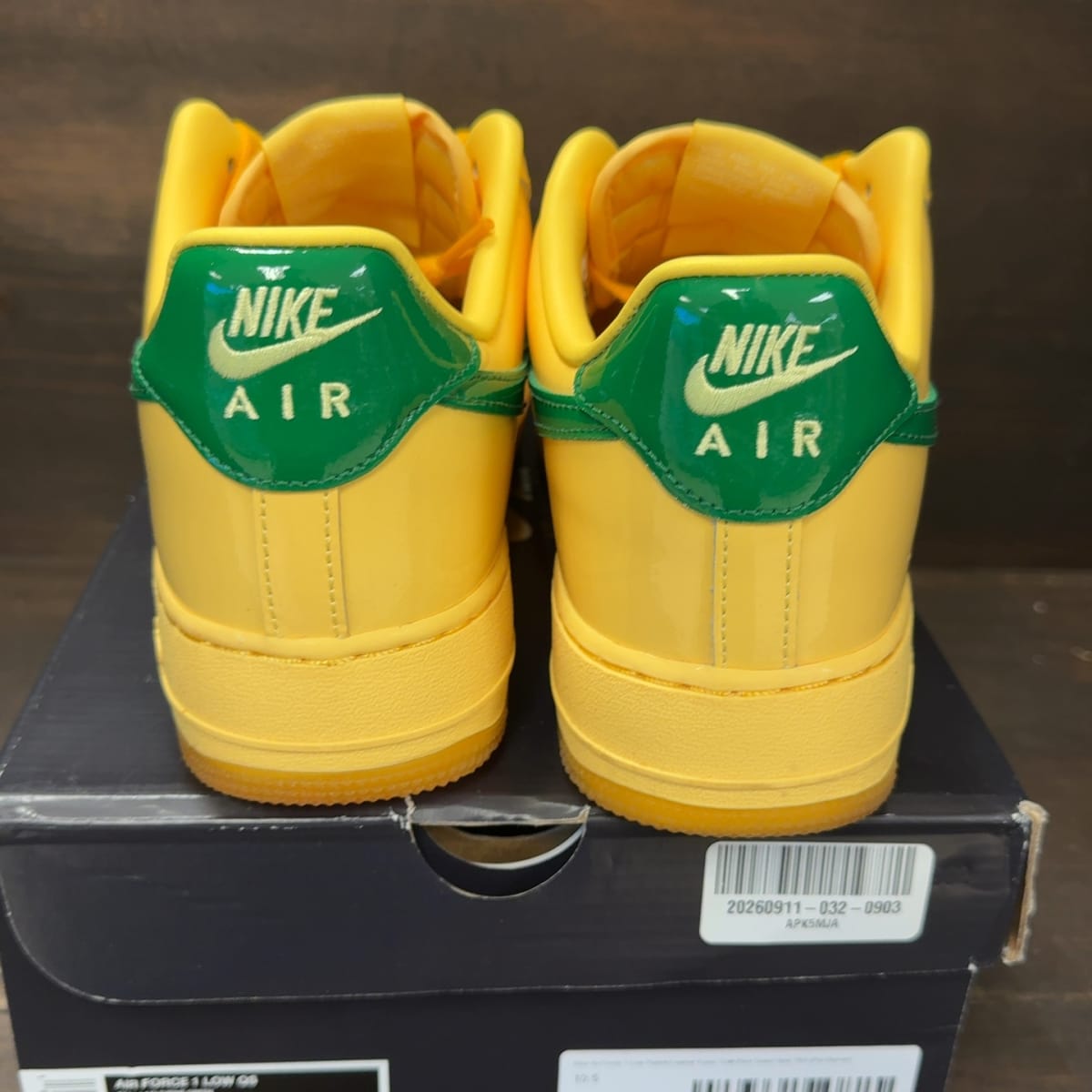 Nike Air Force 1 Low Patent Leather Topaz Gold Pine Green Size 10.5 (Pre-Owned) - aux