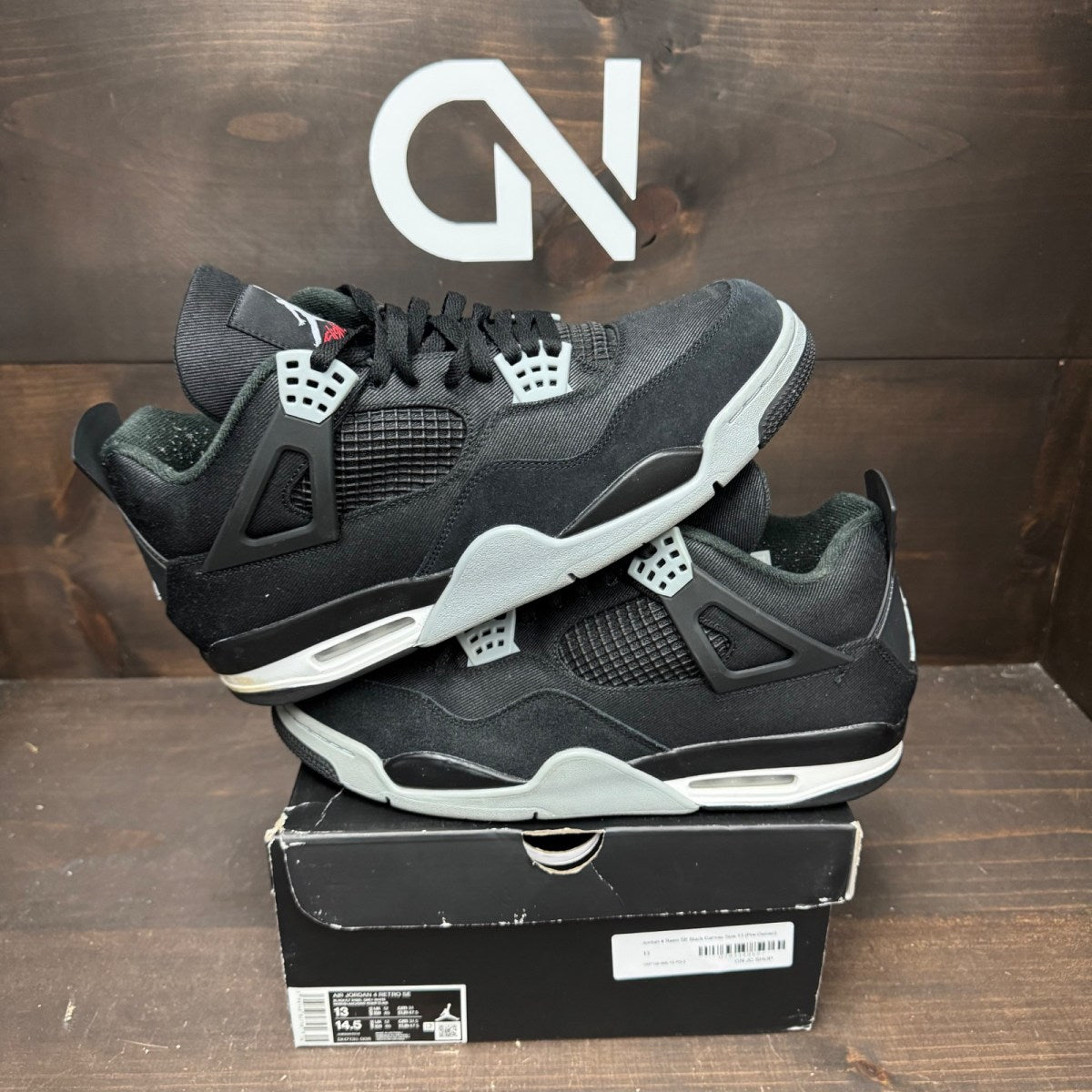 Jordan 4 Retro SE Black Canvas - Image 1