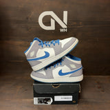 Jordan 1 Mid True Blue Cement (GS) Size 7Y (Pre-Owned) - front