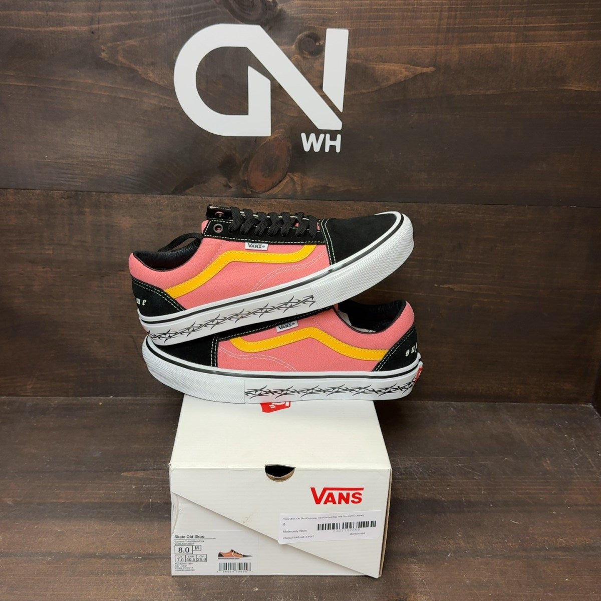 Vans Skate Old Skool Supreme Tribal Barbed Wire Pink Size 8 (Pre-Owned) - front