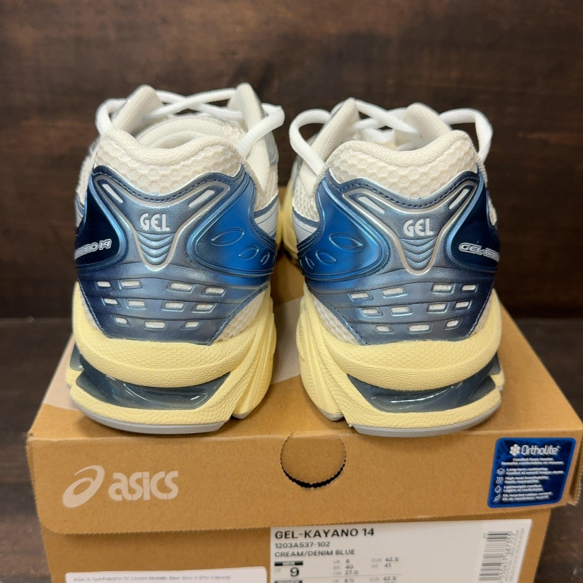 ASICS Gel-Kayano 14 Cream Metallic Blue Size 9 (Pre-Owned) - aux