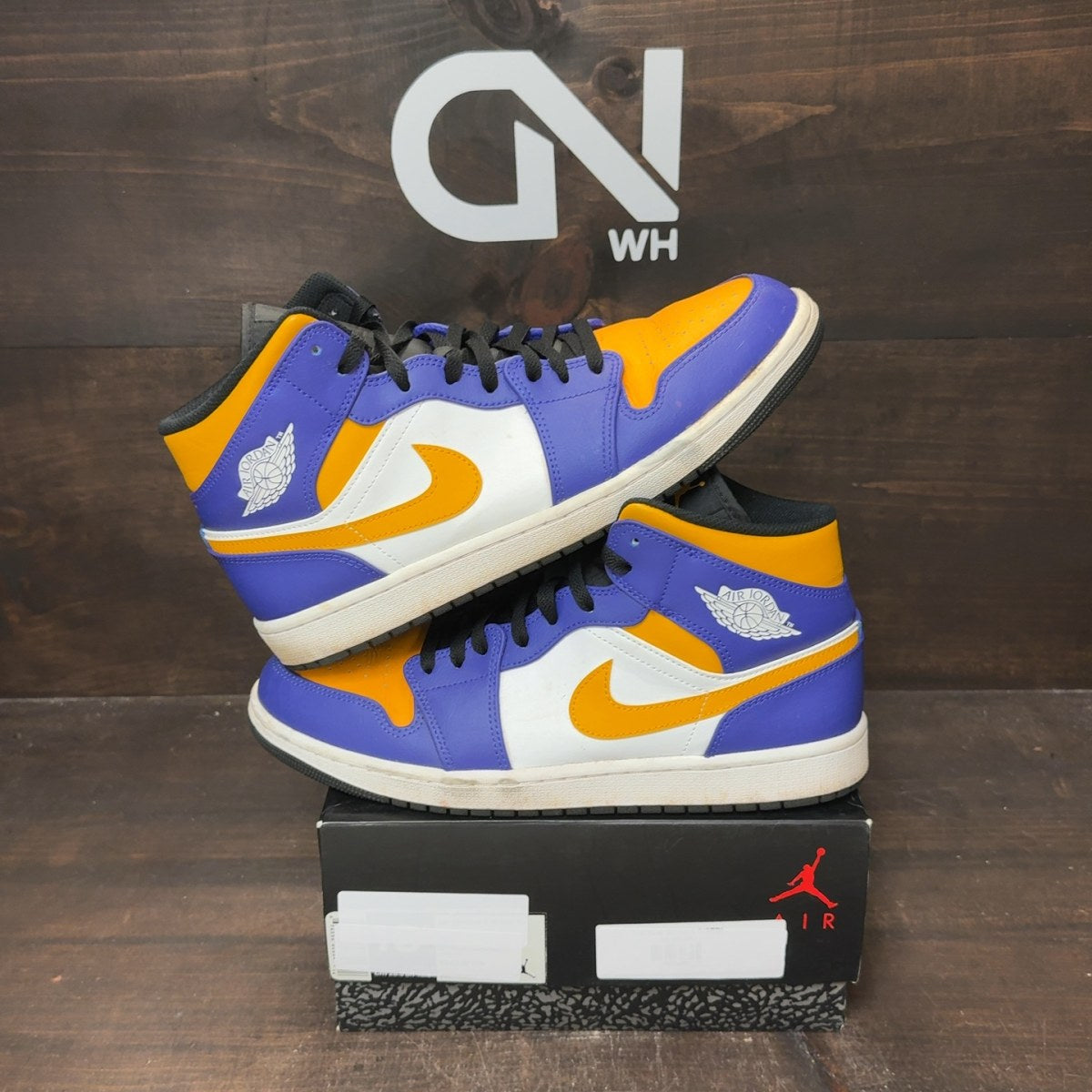 Jordan 1 Mid Lakers (2022) Size 11.5 (Pre-Owned) - Image 1