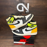 Jordan 1 Retro High White Black Volt University Gold Size 9 (Pre-Owned) - Image 1