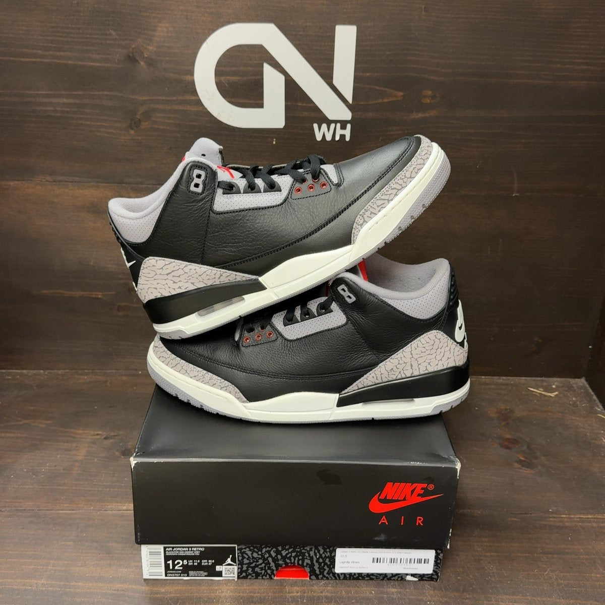 Jordan 3 Retro OG Black Cement (2024) Size 12.5 (Pre-Owned) - front
