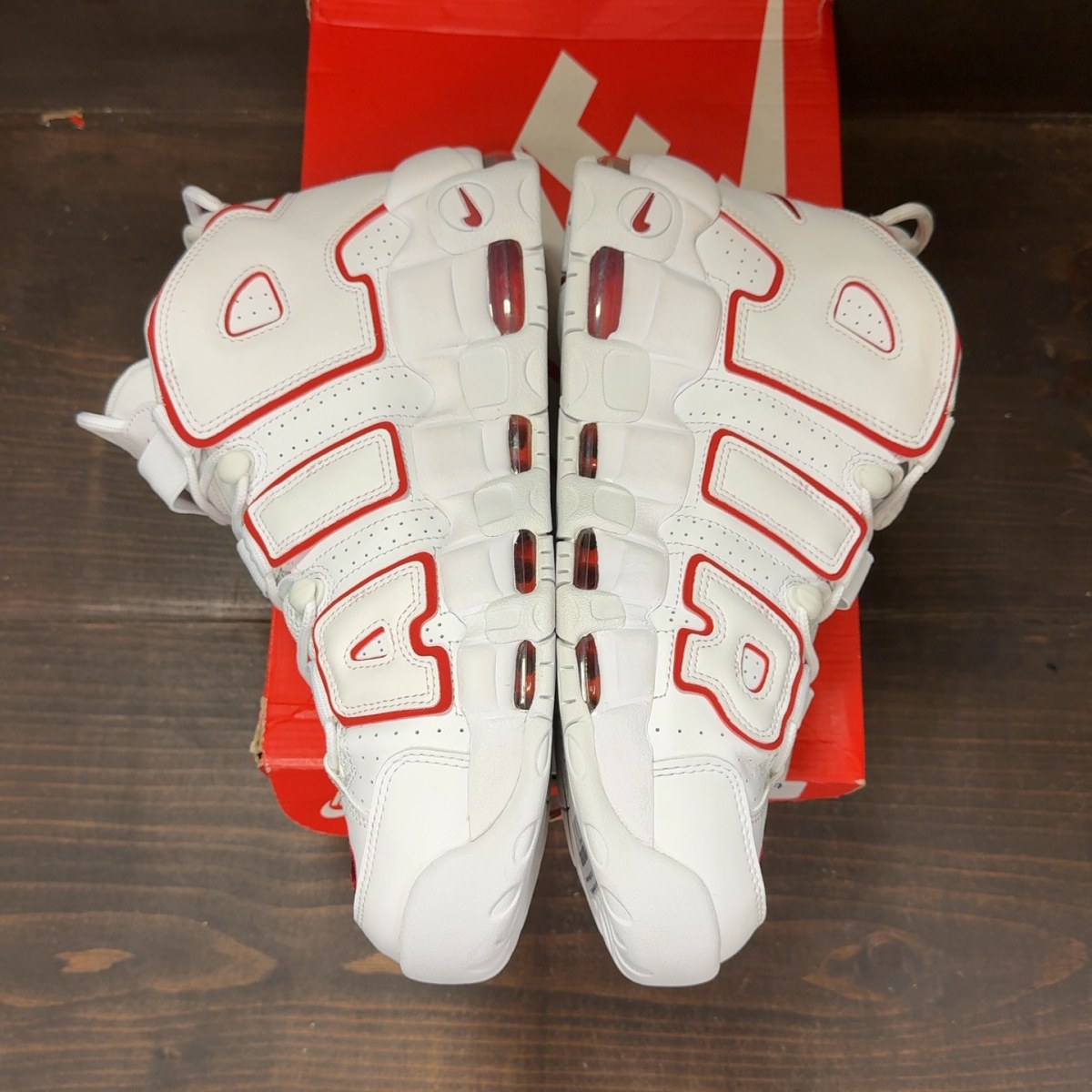Nike Air More Uptempo White Varsity Red Outline Size 11 (Pre-Owned) - aux