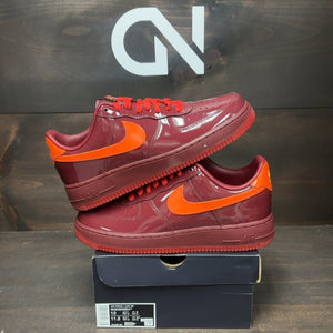 Nike Air Force 1 Low Patent Leather Dark Team Red Safety Orange Size 10 (Pre-Owned)