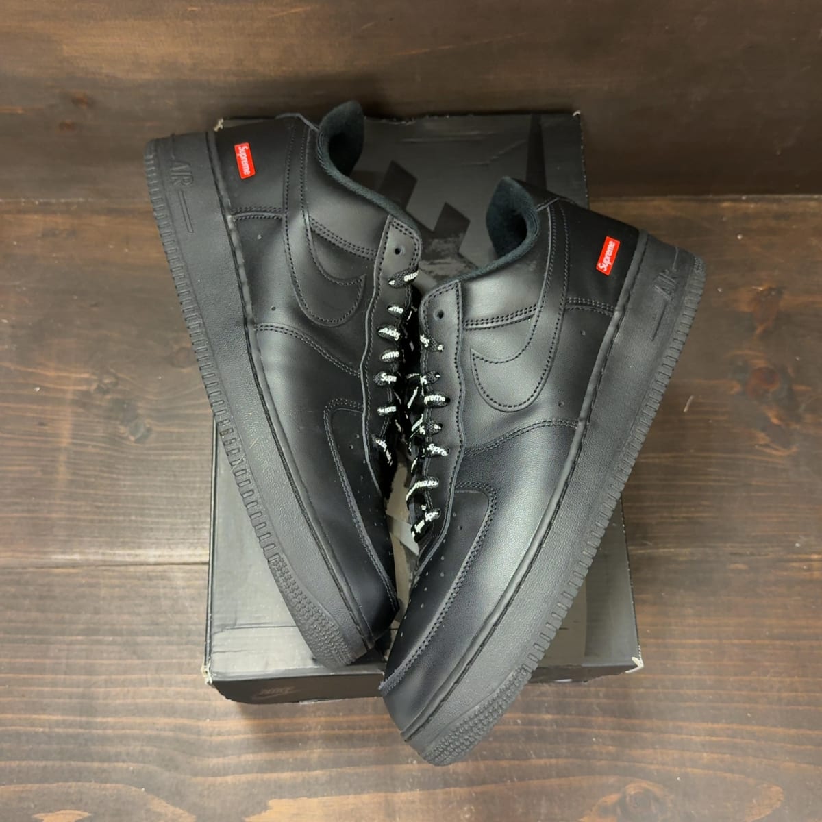 Nike Air Force 1 Low Supreme Black Size 12 (Pre-Owned) - back
