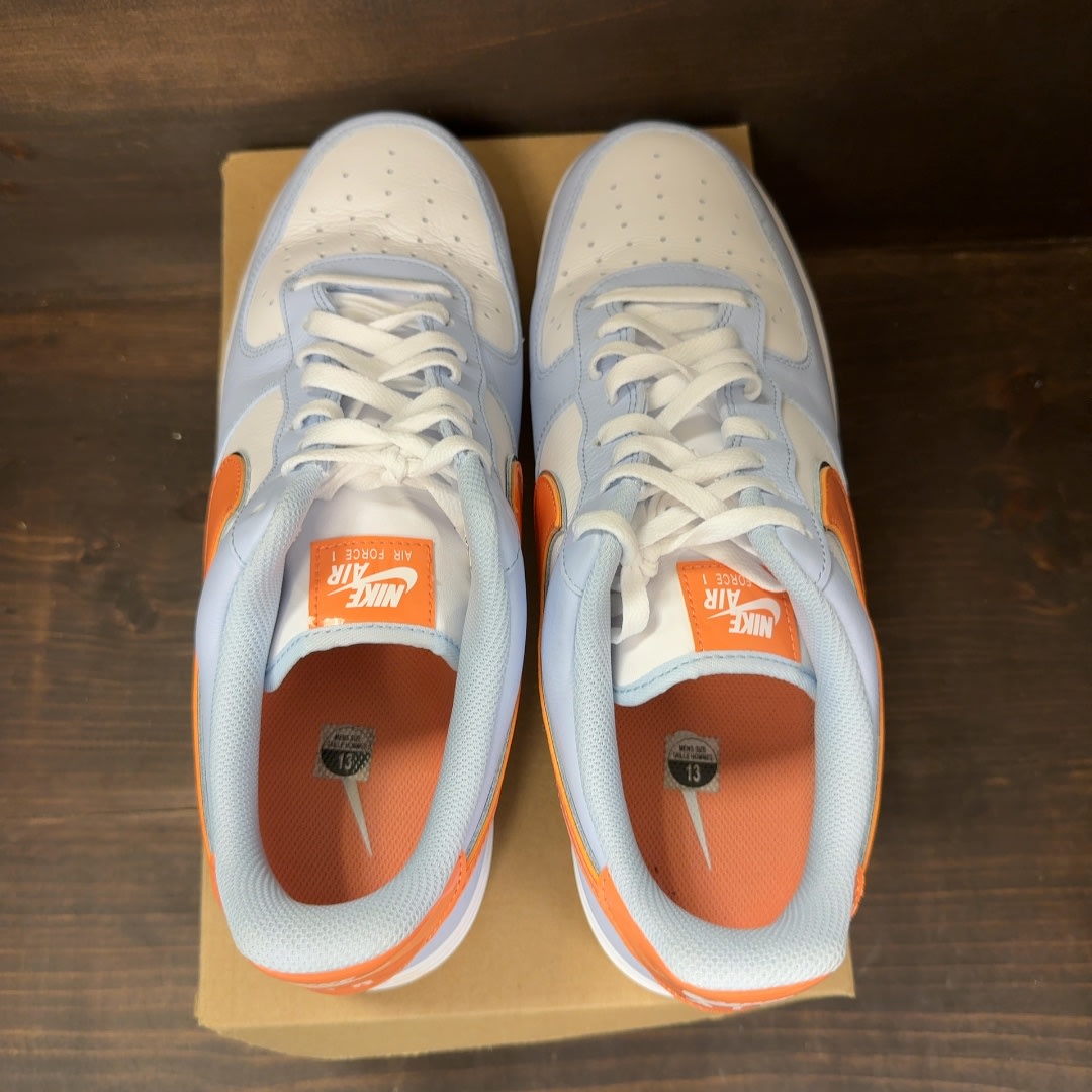 Nike Air Force 1 Low '07 Hydrogen Blue Orange Frost Size 13 (Pre-Owned) - Image 5