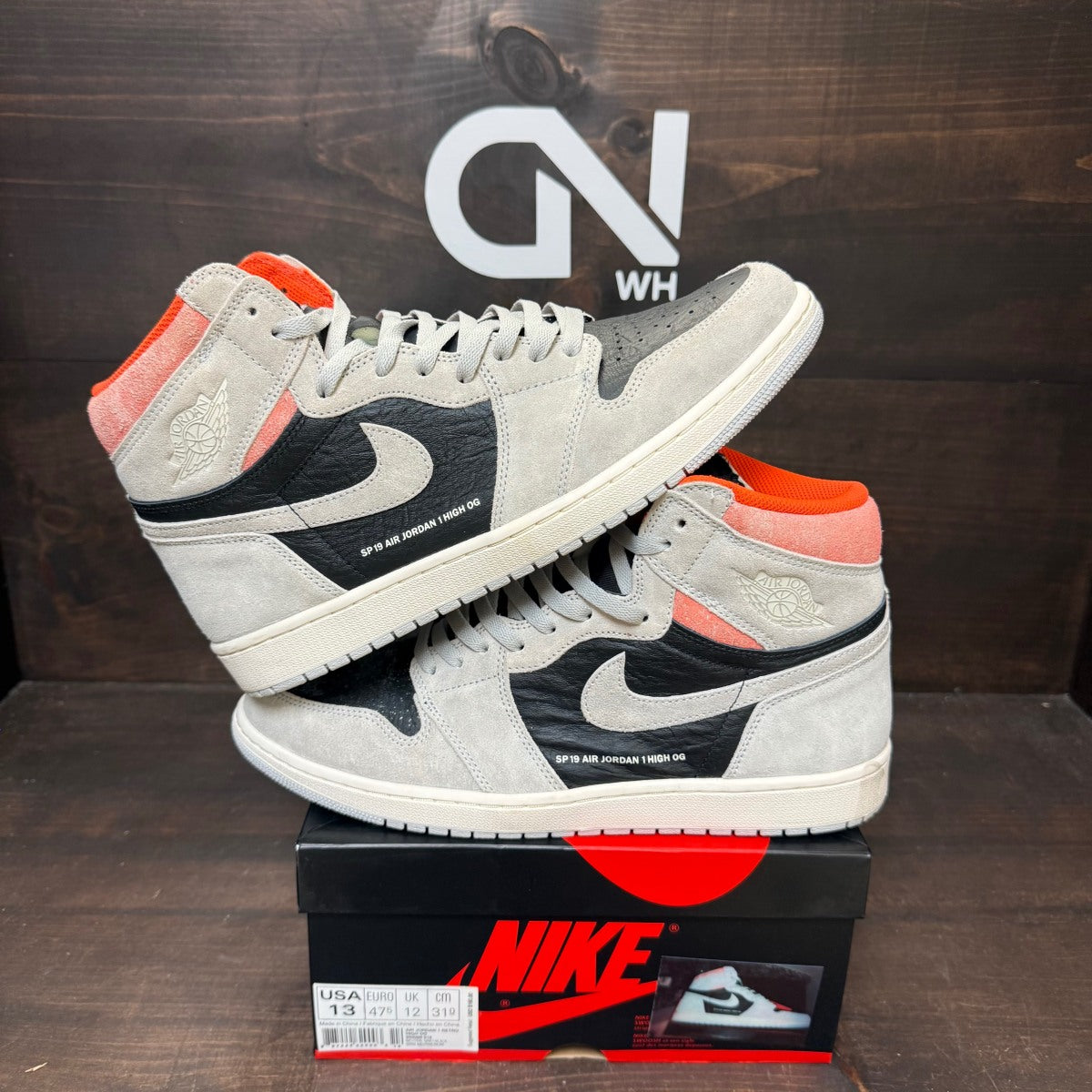 Jordan 1 Retro High Neutral Grey Hyper Crimson - Image 1