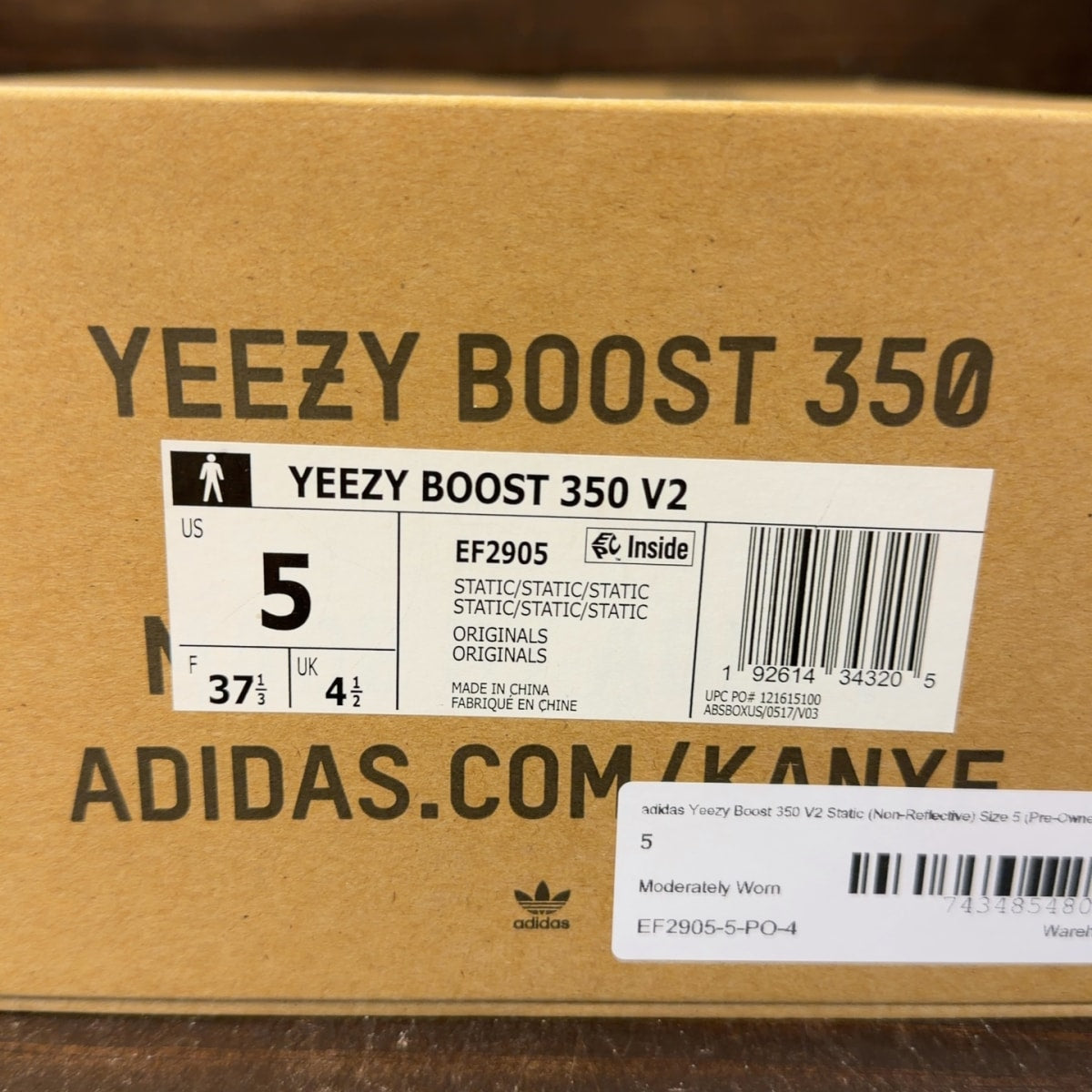 adidas Yeezy Boost 350 V2 Static (Non-Reflective) Size 5 (Pre-Owned) - aux