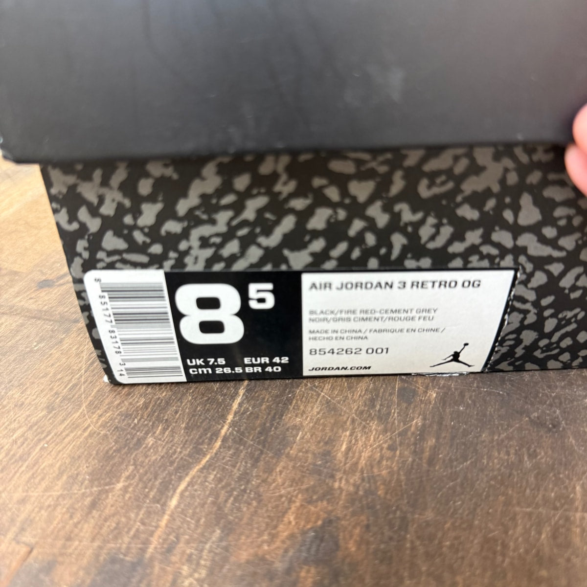 Jordan 3 Retro Black Cement (2018) Size 8.5 (Pre-Owned) - Image 7