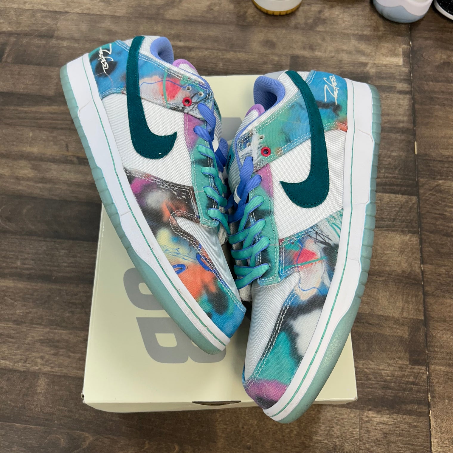 Futura Laboratories Bleached Aqua SB Dunk Low (USED)