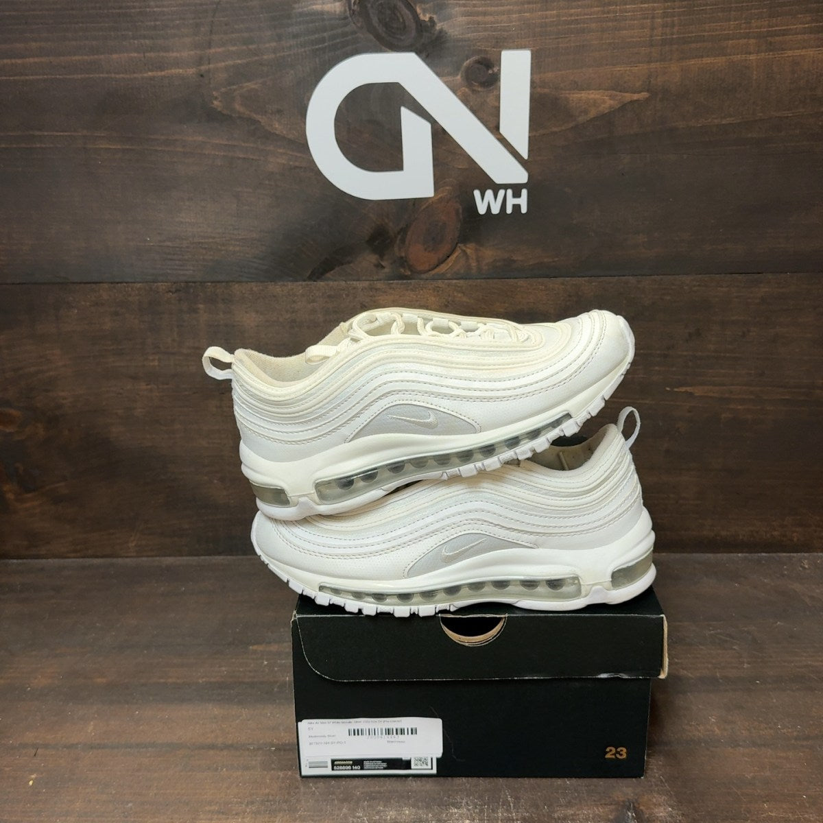 Nike Air Max 97 White Metallic Silver (GS) Size 5Y (Pre-Owned) - Image 1