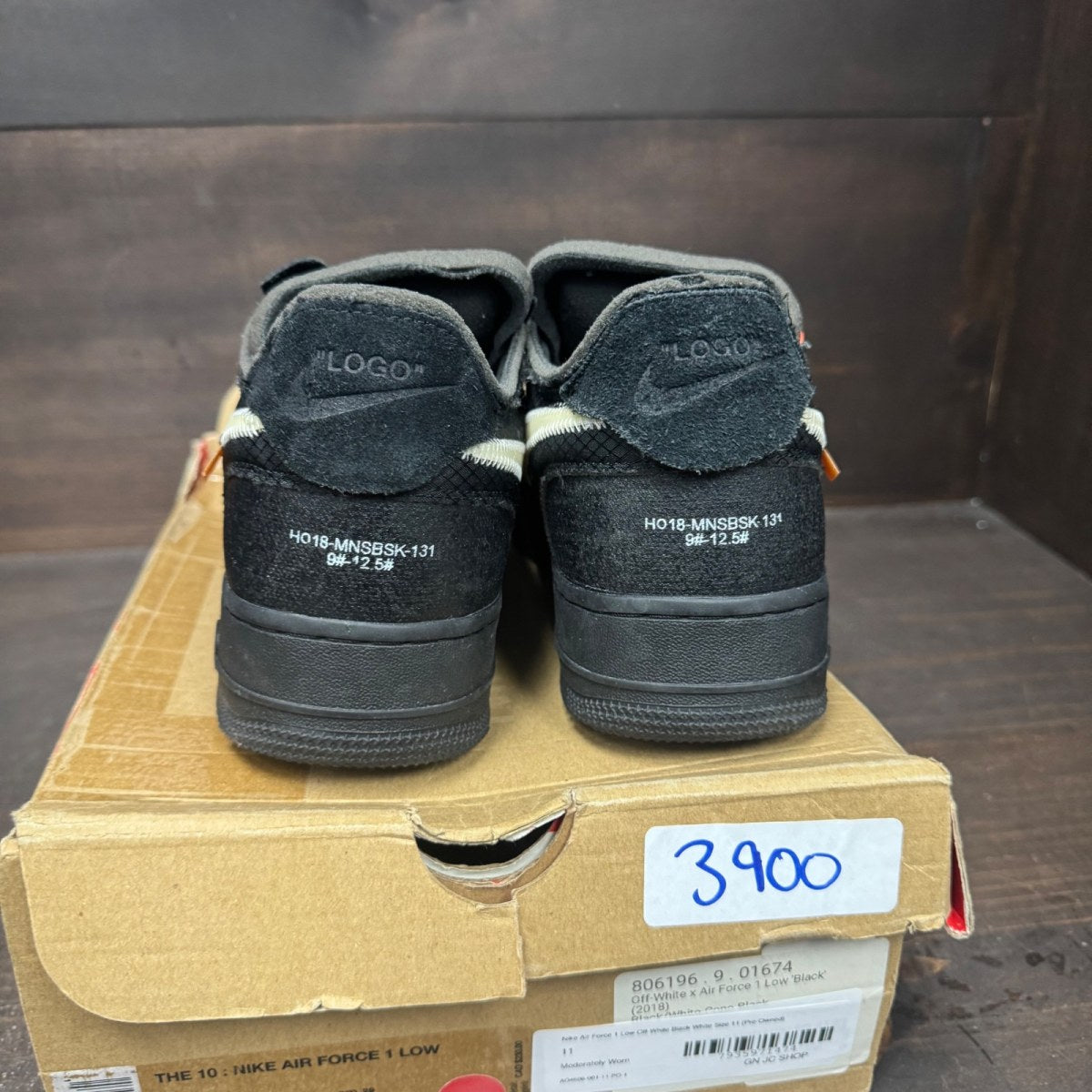 Nike Air Force 1 Low Off-White Black White Size 11 (Pre-Owned) - sole