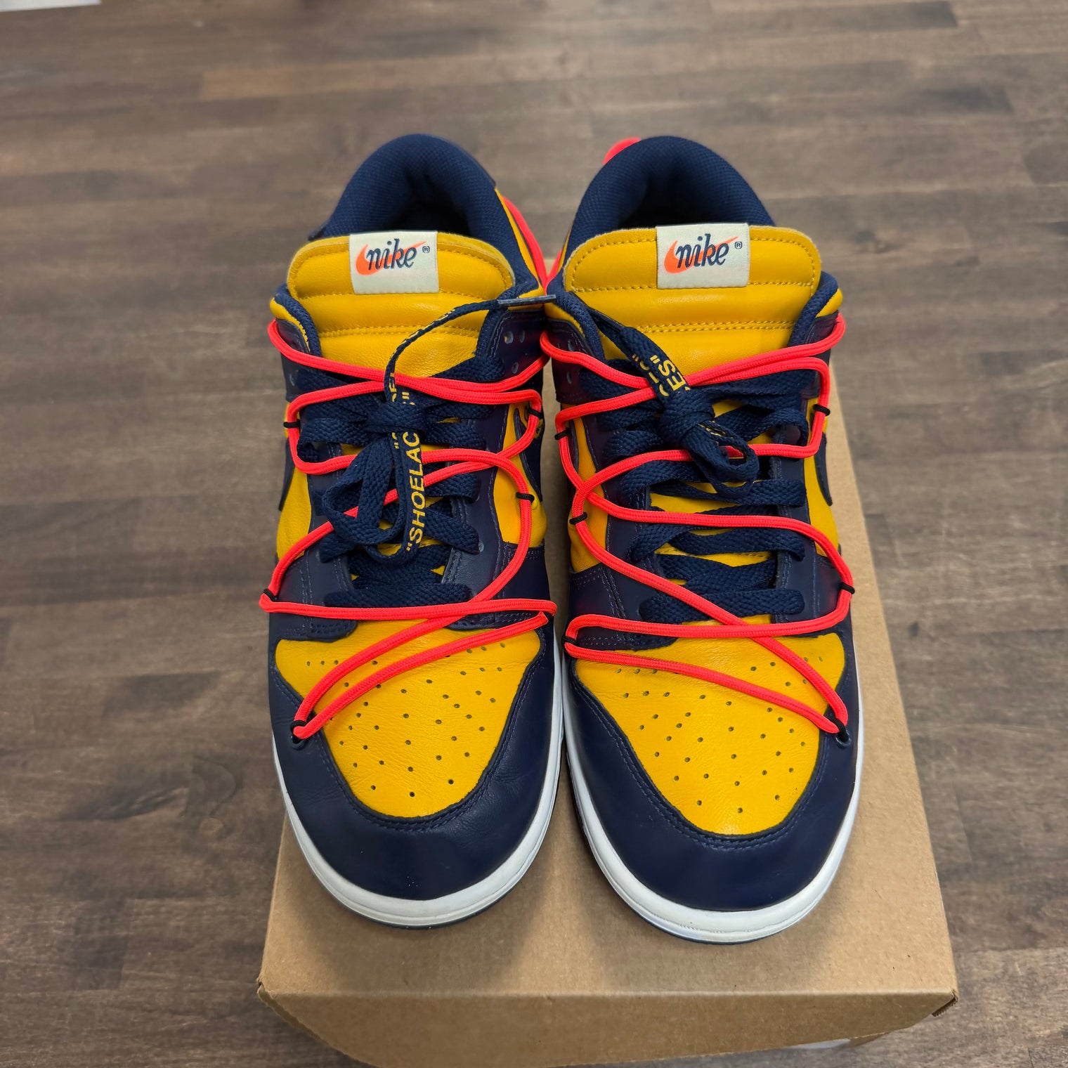 Off-White Michigan University Gold Nike Dunk Low (USED, No Box)
