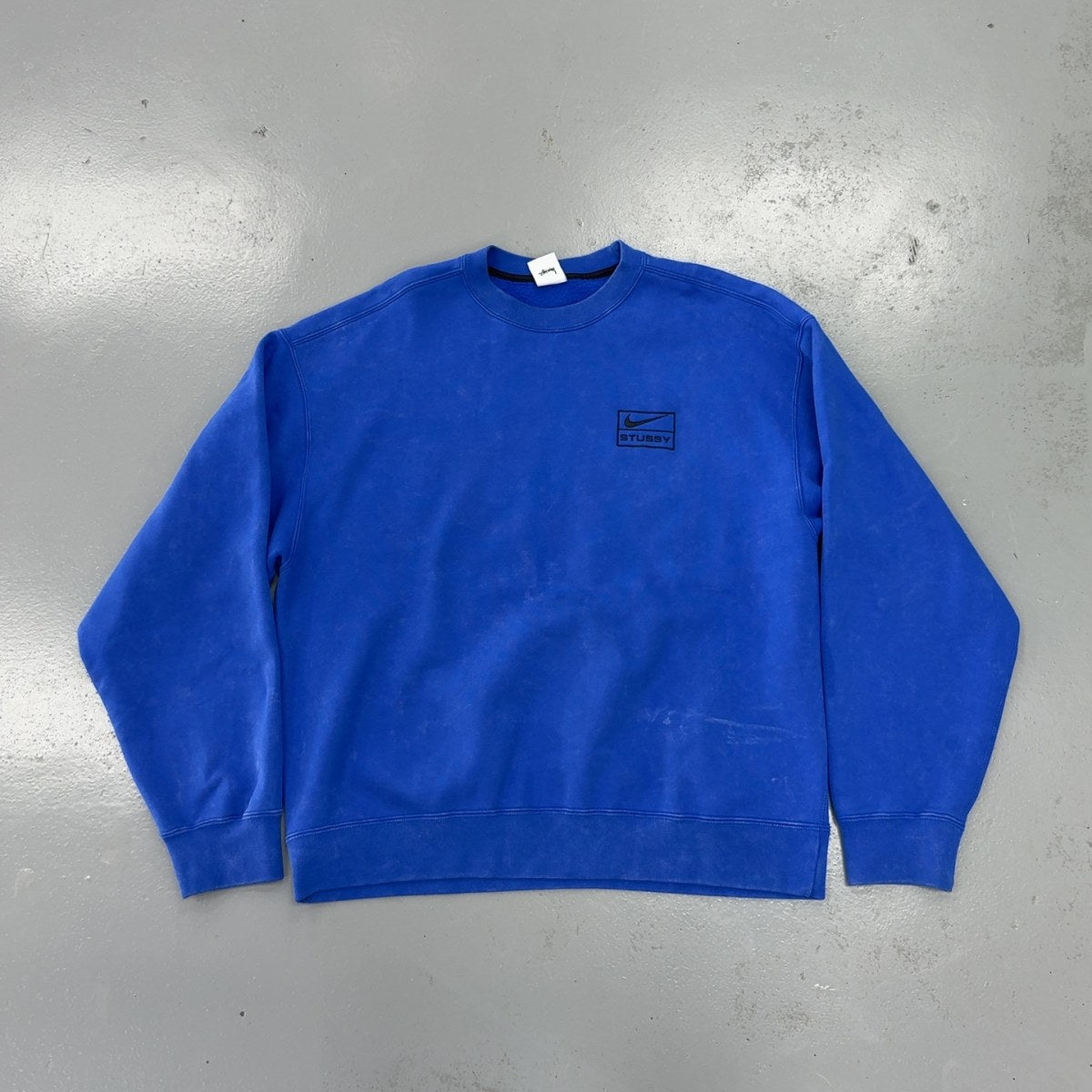 Nike x Stussy Acid Wash Crew Fleece Blue Size M Size M (Pre-Owned) - Image 1