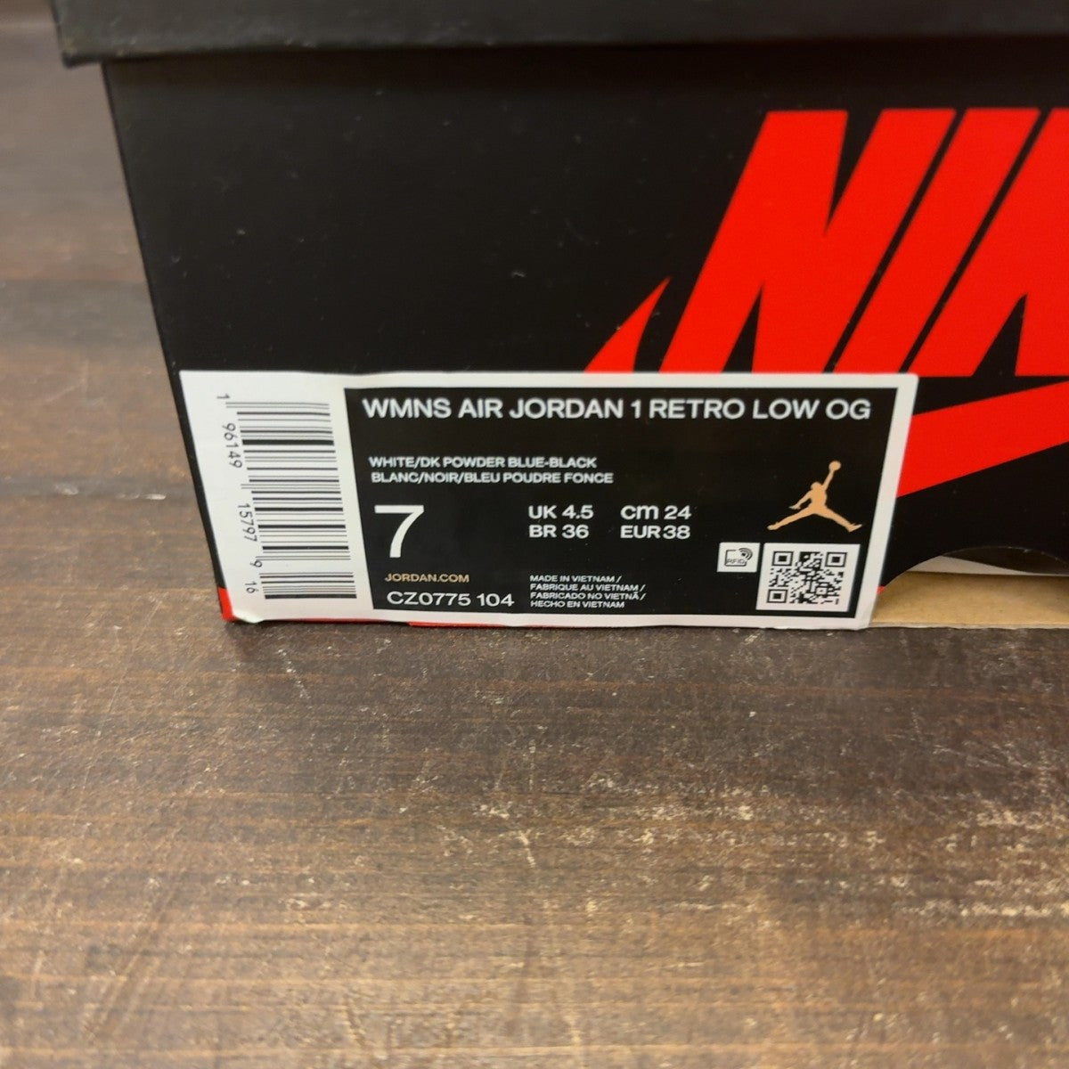 Jordan 1 Retro Low OG Black Dark Powder Blue (Women's) - Image 7