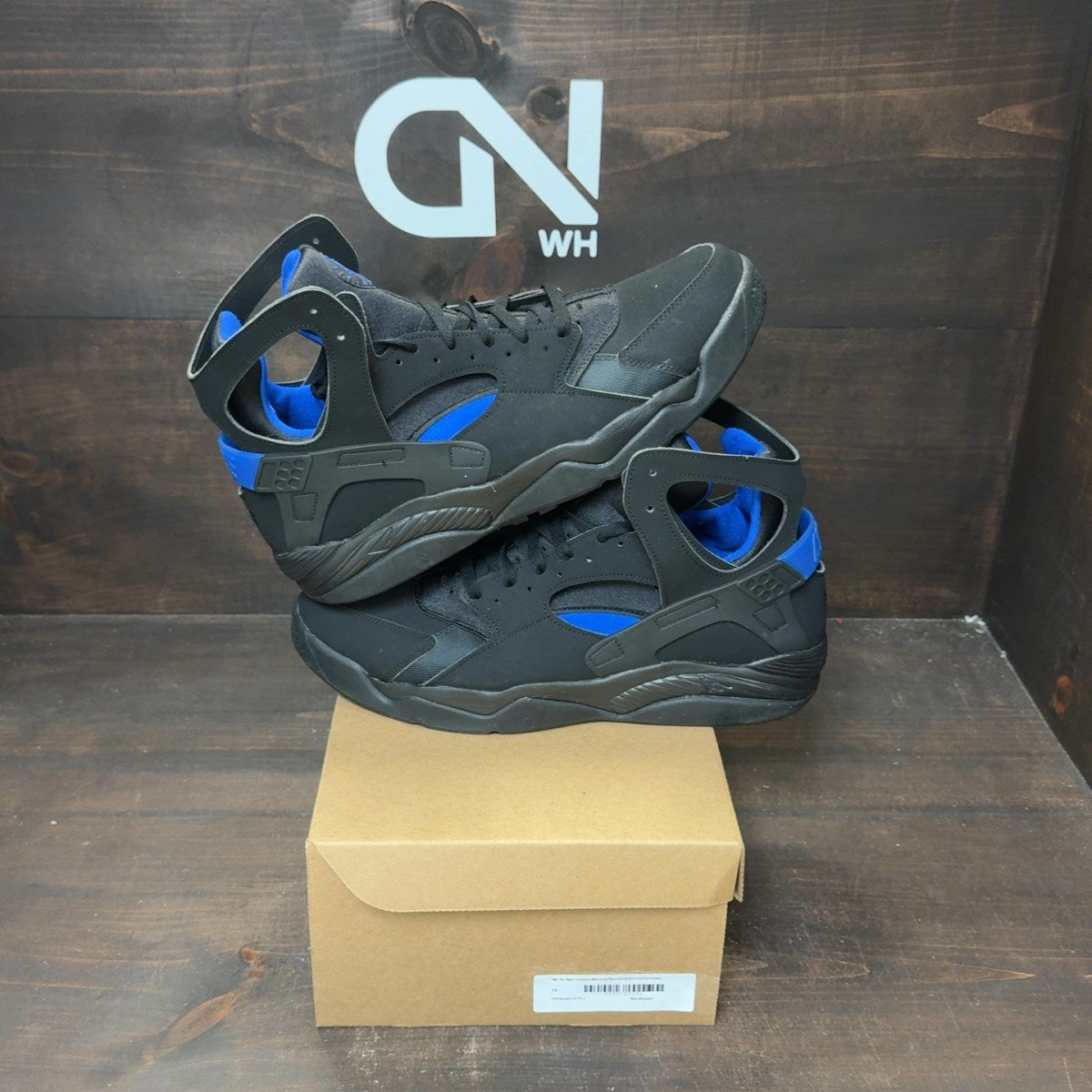 Nike Air Flight Huarache Black Lyon Blue (2024) Size 14 (Pre-Owned) - Image 1