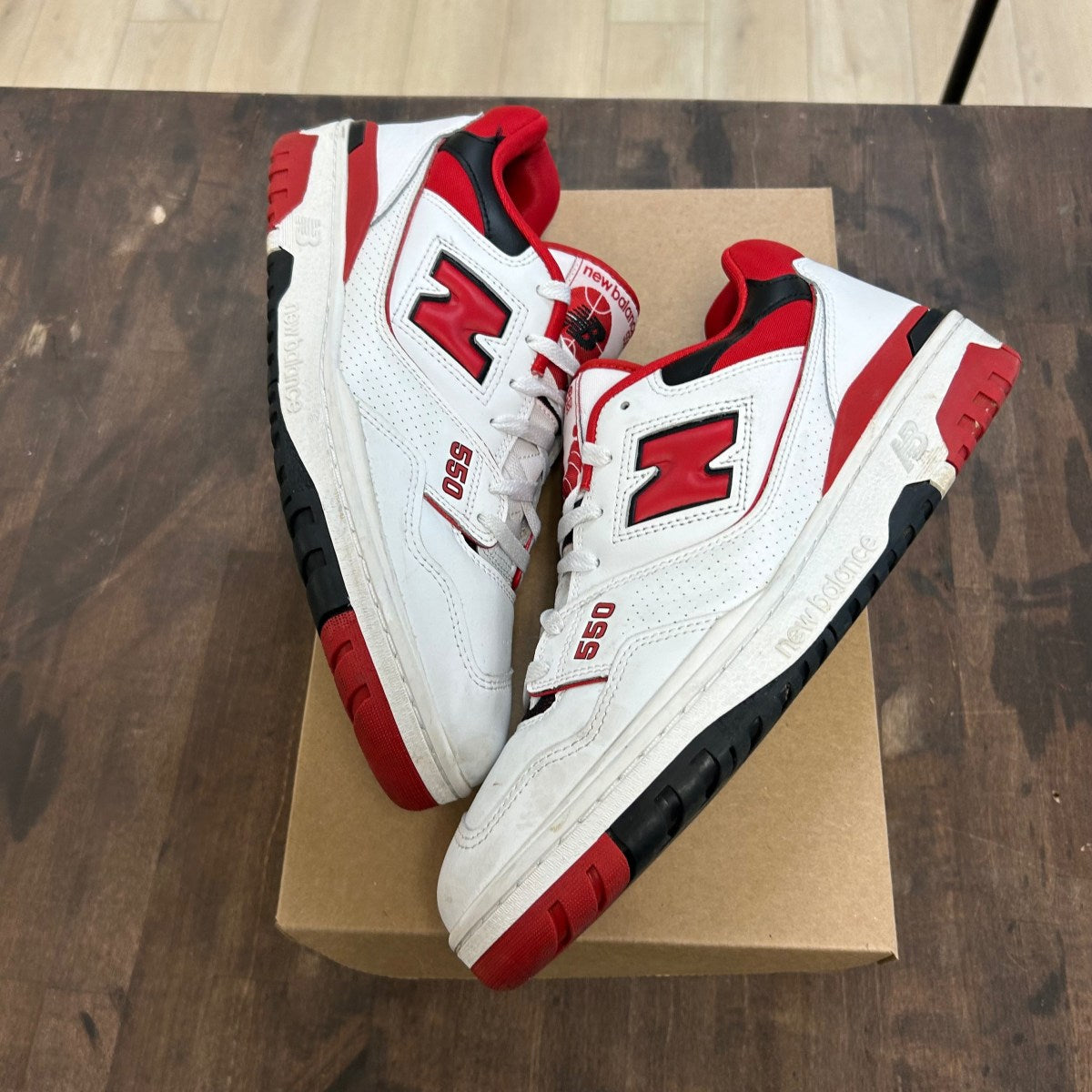 New Balance 550 White Red Black Size 12 (Pre-Owned) - Image 1
