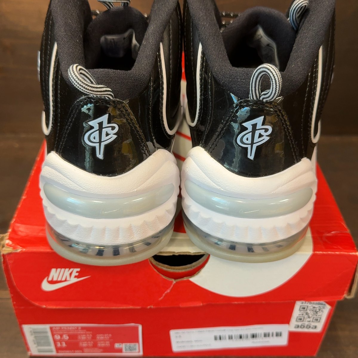 Nike Air Penny 2 Black Patent Football Grey Size 9.5 (Pre-Owned) - aux