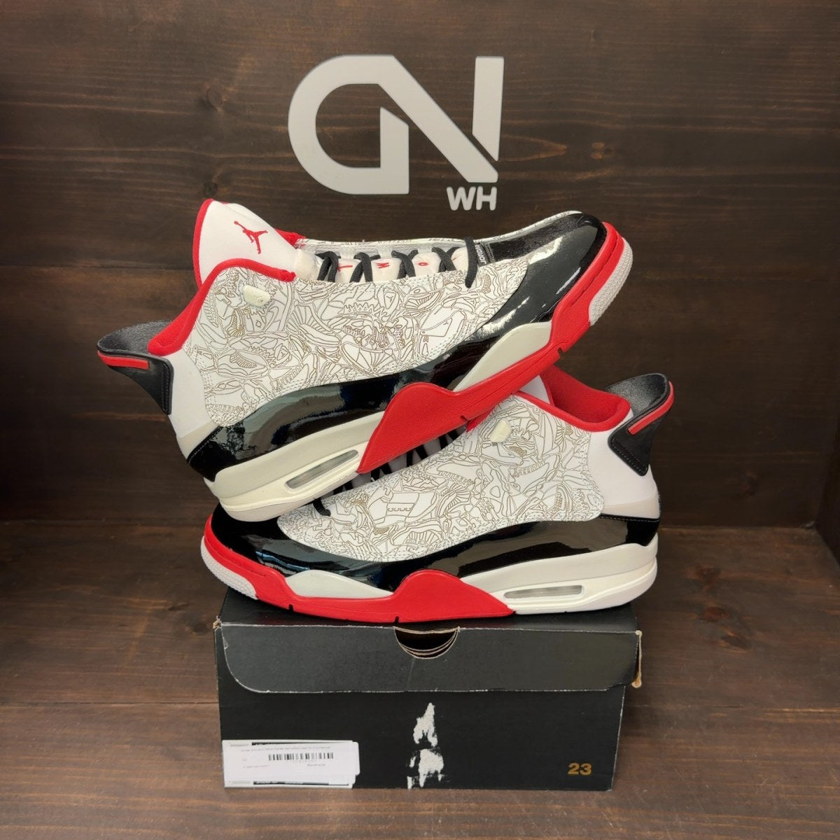 Jordan Dub Zero White Varsity Red (2022) Size 12 (Pre-Owned) - Image 1
